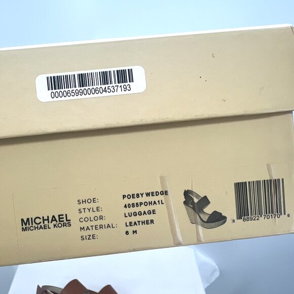 Michael Kors Poesy Wedge Sandals in Luggage Brown Women's 6 M - Picture 9 of 9